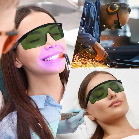 People wearing IPL Laser Safety Glasses 200 To 2000nm Eye Protection For Hair Removal in various settings.