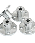 Rugged 4mm flange shaft couplings in a 4-pack for RC motors, made of iron with flange design for secure alignment and easy swaps.