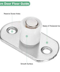 Two Pack Sliding Roller Guides For Barn Doors And Closet Doors, 4mm Diameter White Floor Guides shown with reserve screw holes.