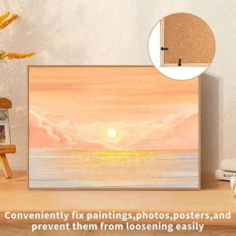120 Pcs Picture Frame Backing Clips With Turn Buttons And Screws Durable Iron Frame Hardware For Securing Photos Paintings Posters Or Artwork Easy Install Back Fasteners Repair Kit installed on a frame showcasing an artwork