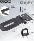 Heavy Duty Door Lock Hasp Latch 3 Inch, Iron Safety Packlock Clasp With Brushed Finish, schematic with dimensions and included screw
