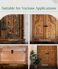 Black Wrought Iron Hasp Door Latch on various doors, wardrobes, cabinets, and chests showcasing versatility and applications.