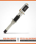Ironton Air-Operated Oil Transfer Pump - 1:1 Ratio, 10.58 GPM, image of pump with black handle and metal body for drum use.