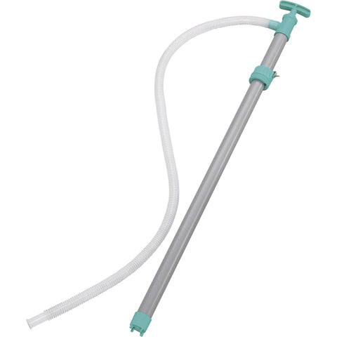 Front view of Ironton Siphon Drum Pump - 7 GPM with flexible hose and durable polyethylene/PVC construction for 55-gallon drums.