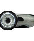 Close-up of a single chrome IV Pole Replacement Caster with non-marking rubber wheel, part of a set of 6.
