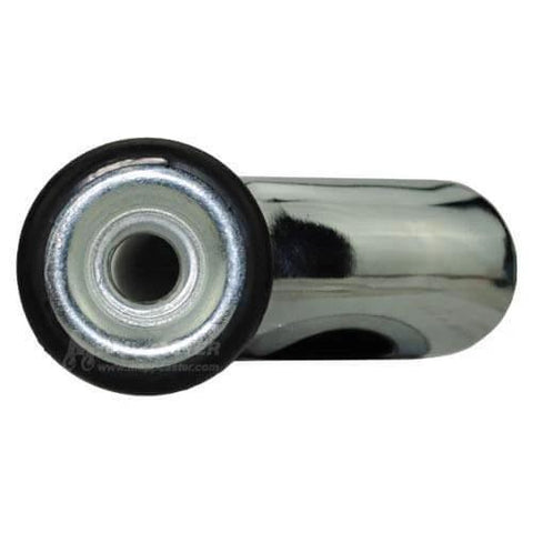 Close-up of a single chrome IV Pole Replacement Caster with non-marking rubber wheel, part of a set of 6.