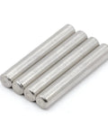 Four silver steel Ivar Bookcase Shelf Dowel Pins 6x40mm Replacement Dowels For IVAR Assembly in a row