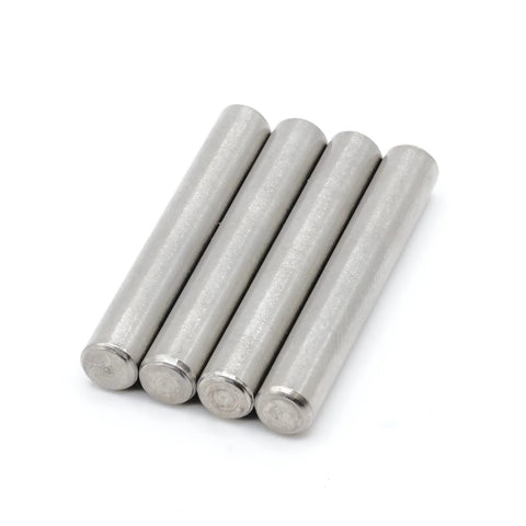 Pack of 4 Ivar Bookcase Shelf Dowel Pins 6x40mm Replacement Dowels for IVAR Assembly, plated steel pins aligned in a row