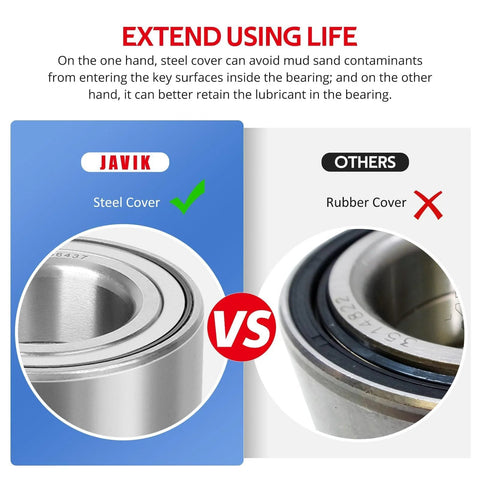 Steel vs rubber cover comparison for rear wheel bearings for Polaris ATVs and UTVs heavy duty fitment for Trail Blazer 330 Trail Boss 330