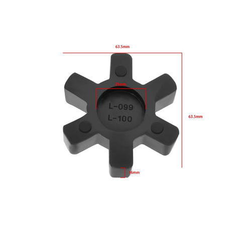 Black NBR rubber spider for 2 Pack L099 L100 Jaw Coupling Inserts for Lovejoy Martin Browning, 63.5mm OD, 25mm bore, 16mm thick