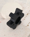 Close-up of a single 2 Pack L099 L100 Jaw Coupling Insert for Lovejoy Martin Browning, made of black NBR rubber with a 25mm bore.