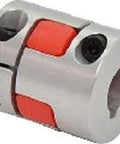 NBK Japan MJC-20-WH 10mm to 10mm Jaw-type Flexible Coupling, side view showing metal and red components