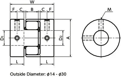 NBK Japan MJC-14-EWH 1/4" to 1/4" Jaw-type Flexible Coupling - Buy Bearings online - Fast US Shipping