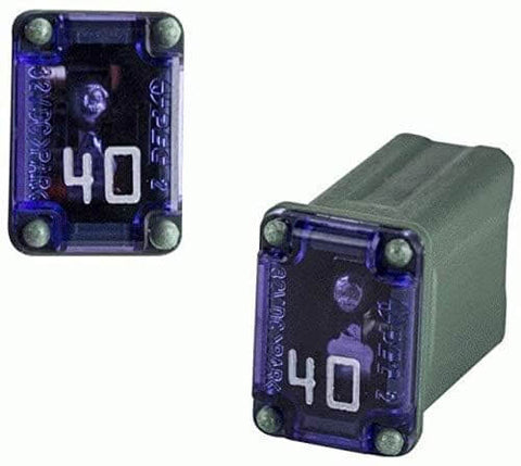 40 Amp fuses from the 50 Piece Auto Mini Box Shaped Cartridge Fuse Kit With Color Coded Amperage For Quick Swaps Includes 10 Fuses Each Of 15 20 25 30 And 40 Amps Compact JCASE Style Mini Fuses For Easy Swaps And Rock Solid Circuit Protection