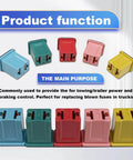 Jcase Fuse Kit 10 Piece Low Profile Automotive Fuse Set for Cars SUVs Trucks and ATVs displayed in multiple colors