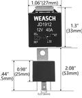 2 Pack JD1912 12V 40A Car Relay SPST Four Pin Waterproof Auto Electrical Switch dimensions front view