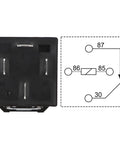 Close-up of 2 Pack JD1912 12V 40A Car Relay SPST Four Pin Waterproof Auto Electrical Switch with circuit diagram