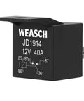 2 Pack JD1914 Car Relay 12V 40A SPDT 5 Pin Waterproof Auto Relay with black casing and pin diagram visible