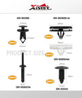 5 In 1 Jeep Wrangler Grille Fastener Kit With Push Type Plastic Rivets showing various sizes and OEM numbers. 151 PCS.