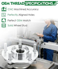 Set of 2 Front Wheel Bearing and Hub Assembly with ABS for Jeep Wrangler viewed in manufacturing environment.