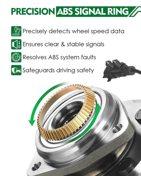 Close-up of ABS signal ring on Set of 2 Front Wheel Bearing and Hub Assembly with ABS for Jeep Wrangler 2007 to 2010 3.8L V6