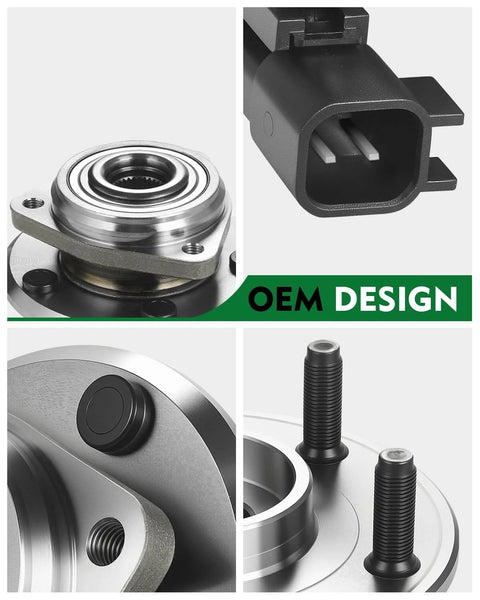 Set of 2 Front Wheel Bearing and Hub Assembly with ABS for Jeep Wrangler 2007 to 2010 3.8L V6 close-up details