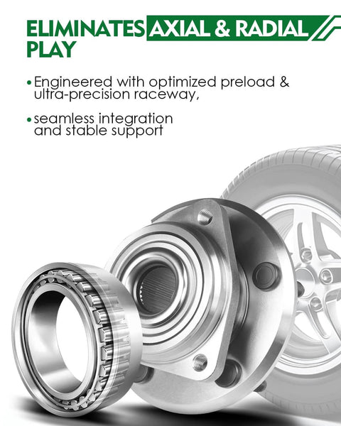 Set of 2 Front Wheel Bearing and Hub Assembly with ABS for Jeep Wrangler 2011 to 2018 JK, showing precision raceway.