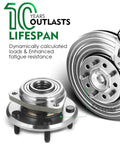 Set of 2 Front Wheel Bearing and Hub Assembly with ABS for Jeep Wrangler 2007 to 2010 3.8L V6 close-up showing rugged design