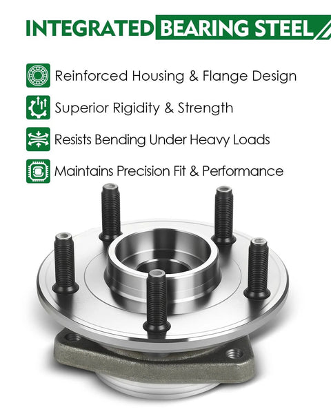 Set of 2 Front Wheel Bearing and Hub Assembly with ABS for Jeep Wrangler 2007 to 2010 3.8L V6 showing integrated design features