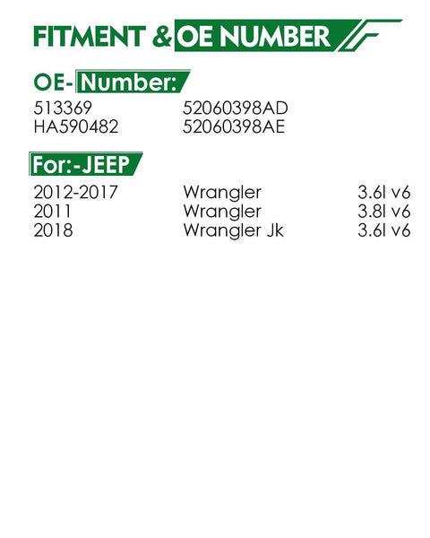 Fitment and OE numbers for Set of 2 Front Wheel Bearing and Hub Assembly with ABS for Jeep Wrangler 2011 to 2018 JK