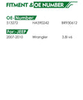 Compatibility chart for Set of 2 Front Wheel Bearing and Hub Assembly with ABS for Jeep Wrangler 2007 to 2010 3.8L V6