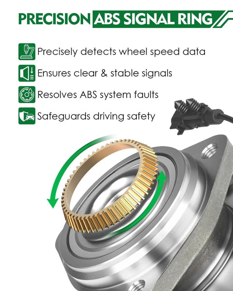 Set of 2 Front Wheel Bearing and Hub Assembly with ABS for Jeep Wrangler 2011 to 2018 JK, 5 Lug OE Replacement Hubs ABS signal