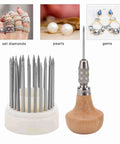 Pro Grade 23 Piece Jewelry Engraving Tools Set With Bead Reamer, 23 Sizes 1 To 23mm, Metal Stone Setting Tools, Wooden Handle