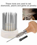 Pro Grade 23 Piece Jewelry Engraving Tools Set With Bead Reamer, 23 Sizes 1 To 23mm, Metal Stone Setting Tools, Wooden Handle