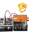 Pen Type Jewelry Plating Machine Kit With Electroplating Pen for gold, silver, and nickel plating solutions, shown with a gold ring.