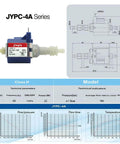 JIAYIN JYPC-4 Series 22W AC 110V -120V 750cc/min Original Plunger Type Iron Water Suction Piston Pump technical specifications