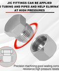 Heavy Duty 72 Piece JIC 37 Degree Cap And Plug Kit Ready To Roll Carbon Steel Zinc Plated Showing Structure and Thread Design
