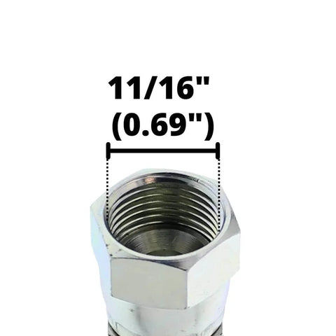 Close-up of crimped JIC fitting on One Half Inch hydraulic Hose Assembly 72 Inch Long With Crimped Female JIC 37 Degree Fittings At Both Ends