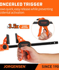 Six Inch Bar Clamps For Woodworking Four Pack With One Hand Light Duty EZ Hold Spreader Clamp 200 Lbs Capacity Versatile Easy To Use Design For Precise Positioning Quick Adjustments And Strong Glue Ups Jorgensen