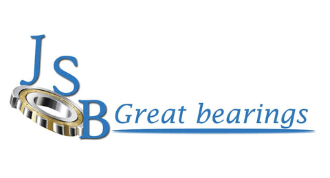 JSB Great bearings logo with blue lettering and a gold-and-silver ball bearing illustration.