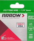 Thin Wire Staples For Upholstery And Crafts Staplers One Quarter Inch Leg And Seven Sixteenth Inch Crown Grey 1000 Pack packaging front view