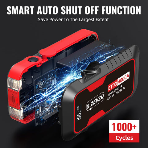 High Power 4000A Jump Starter For 12V Vehicles Up To 8.0L Gas And 7.0L Diesel Engines with USB ports and LCD display
