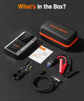 4000A Jump Starter With 160 PSI Air Compressor, 88.8Wh Battery Pack components including cables and instructions