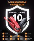 6000A Jump Starter For Gasoline And 12L Diesel Engines Portable Car Battery Jumper Starter features 10 protections