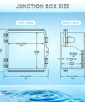 Waterproof Junction Box Outdoor Electrical Enclosure IP67 Hinged Cover Project Box With Mounting Plate dimensions diagram.
