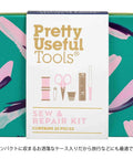 25-Piece Emergency Travel Mini Sew And Repair Kit In Jungle Camo, tin case with sewing tools and abstract design.