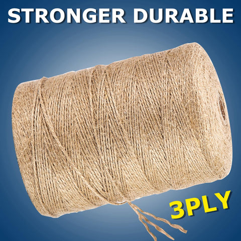 Natural Jute Twine 805 Feet Bulk Rope 2 Mm Thick 3 Ply For Crafts Gardening Gift Wrapping Wedding Decor Macrame Knitting Packing
