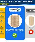 Comparison of Vanhench Natural Jute Twine 805 Feet Bulk Rope 2 Mm Thick 3 Ply with competitors, highlighting advantages.