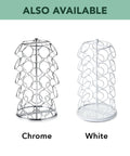 Chrome and white Rotating Coffee Pod Carousel For K Cups Holds 35 Pods Spins 360 Degrees Lazy Susan Platform