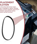 K16-GT2-9 Drive Belt Replacement For LiftMaster RSL12U And RSL12UL shown next to a sliding door operator, highlighting installation